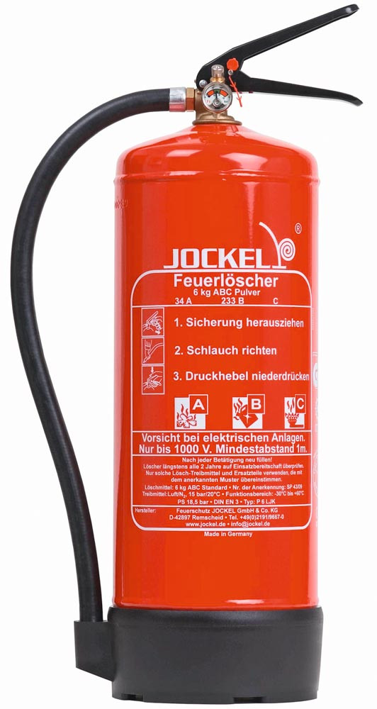 Feuerlöscher 6kg ABC Pulverlöscher mit Manometer EN 3